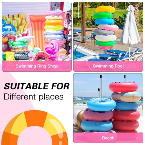 Pool Float Storage Rack Pool Float Holder Stainless Steel Equipment Holder Water Filling Base Portable Scalable Outdoor Rack for Swimming Outdoor Storage(13 x 59 in,Pink) - color: Pink, size: 13 x 59 in