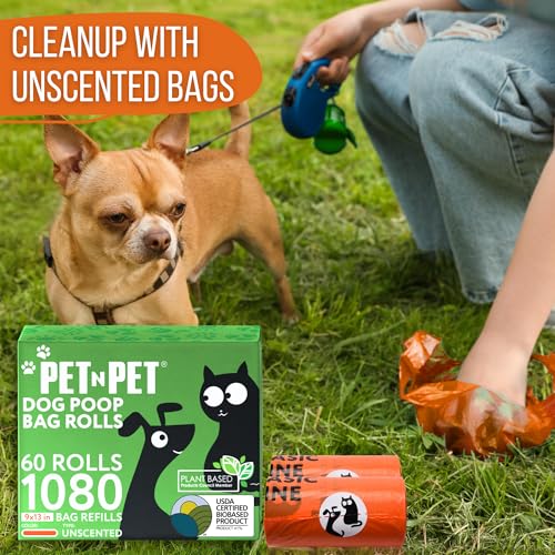 Pet N Pet Poop Bags for Dogs, 1080 Count, Plant Based, Unscented, Orange - color: Orange - Unscented