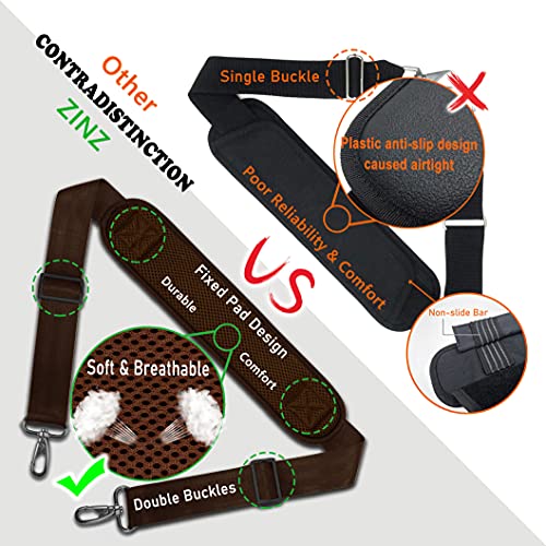 ZINZ Bag Shoulder Strap, Padded Adjustable Shoulder Strap Replacement - color: Brown, size: 57"
