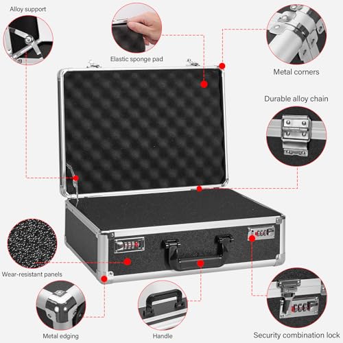 LOCKCURX Security Lock Boxes - 18.9 x 14.6 x 6.3 Inch X-Large, Portable Locking Storage Totes with Dual Combination Locks, Medicine Lock Box, Lock Boxes for Personal Items, Cash & Briefcase - Black - color: Black, size: Extra Large