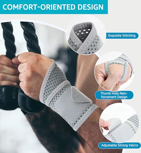 HiRui 2-Pack Ultra-Thin Mesh Wrist Wraps - Breathable, Adjustable Wrist Support for Workouts & Daily Use - Unisex Wrist Brace for Pain Relief, Tendonitis, Carpal Tunnel - One Size Fits All (Gray) - color: Gray