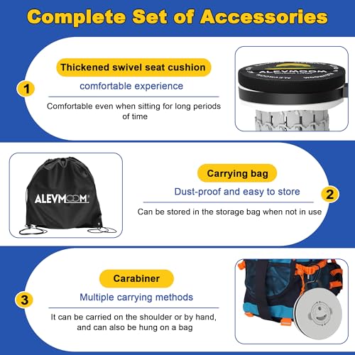 ALEVMOOM Upgraded 18.1" XL Collapsible Stool with Cushion, Portable Folding Stools for Adults Capacity 800lbs, Lightweight Telescoping Stool for Camping Travel Fishing Hiking - color: Gradient Gray