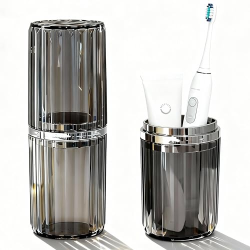 Toothbrush Travel Case, 2-in-1 Dustproof Travel Toothbrush Holder - color: Grey