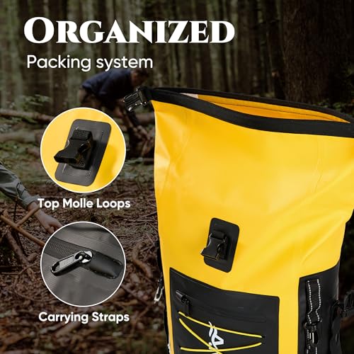 Waterproof Backpack Dry Bag with bungee cord and small waterproof Bag Yellow - color: Yellow, style: Dry Bag + Small Bag