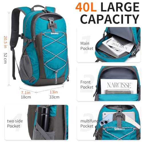 40L Hiking Backpack Lightweight Daypack Waterproof Travel Camping Backpack for Men Women Sport Packable - color: A5-green