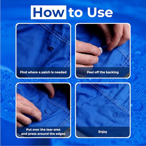 Stick-On Repair Patches for Down Jackets, Tents, 11 Pcs, Blue | 30+ colors, self-adhesive nylon polyester, tear-cold-heat resistant, fix puffer coats, sleeping bags, pvc, no sewing - color: Blue