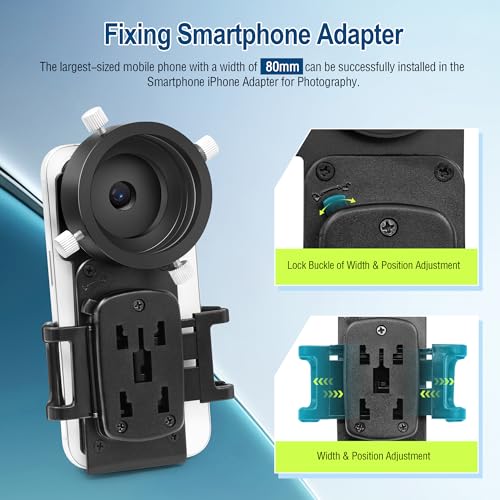 Astromania Smartphone Adapter with T2 Thread and Eyepiece Adapter 52-59m - size: IPhone and Eyepiece Adapter 52 - 59mm
