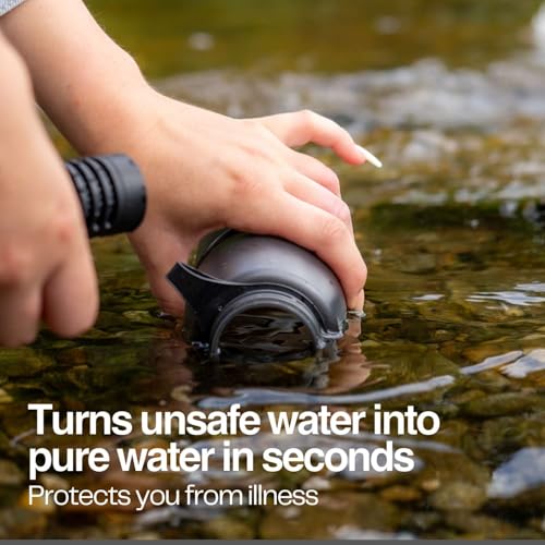 Water-to-Go Water Filter Bottle, 1 Liter, Cloud Grey | International Travel, Portable Purification, Eco-Friendly Bioplastic, New Leak-Proof Lid, Filters Viruses