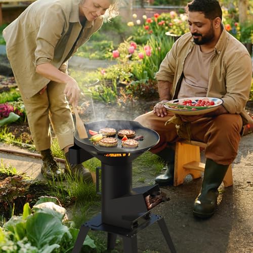 ONLYFIRE GRILLS 3-in-1 Rocket Stove Combo with Stand, Camp Stove GS345 | Including BBQ Grate, Griddle, Pot Rack, Portable Wood Burning Stove for Outdoor Cooking Patio Barbecue Camping RV Tailgating - style: GS345 WITH STAND
