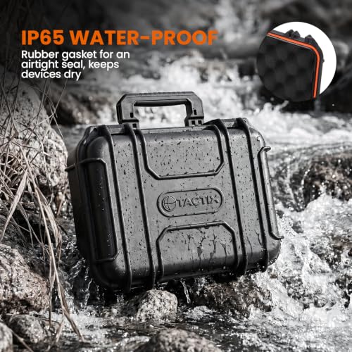 Tactix Hard Case S Waterproof Camera Protective Case IP65 Heavy-Duty with Custom Foam Insert, Fit Use of Drones, Camera, Equipments, Tools, 9.25"x7.48"x4.4" Black - size: S