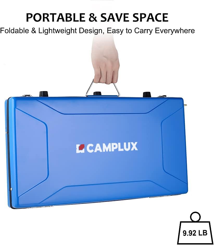 Camplux Camping Stove 20,400 BTU, 1 Grill & 2 Burners Propane Stove for Outdoor Cooking - color: Blue