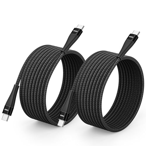 Extra Long Type C Cable 15FT, 2Pack 100W USB C Cable Fast Charging Cords | Heavy Duty USB-C Charging Cable for iPhone 17 16 15, iPad Pro, Air, Mini, MacBook, Samsung Galaxy Z Fold 7, Pixel 10 Pro XL - color: Dark Black, size: 15 FT - 2 Pack, style: USB C