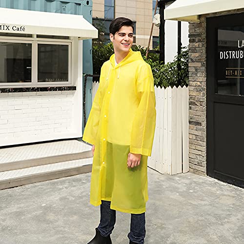 Rain Ponchos for Adults Reusable, 2-5 Pack Raincoat for Women Men, Waterproof Rain Coat Gear with Hood Drawstring - color: Blue+yellow
