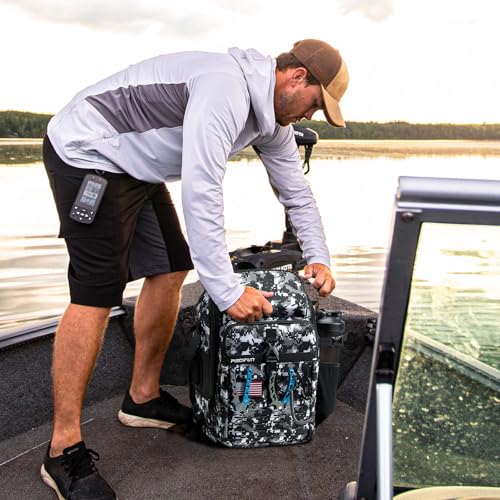 Piscifun Fishing Tackle Backpack, Rod & Gear Holder, Water-Resistant | 20L storage, breathable padding & adjustable shoulder straps, MOLLE panel, Digital Camouflage - color: Digital Camouflage, size: Large