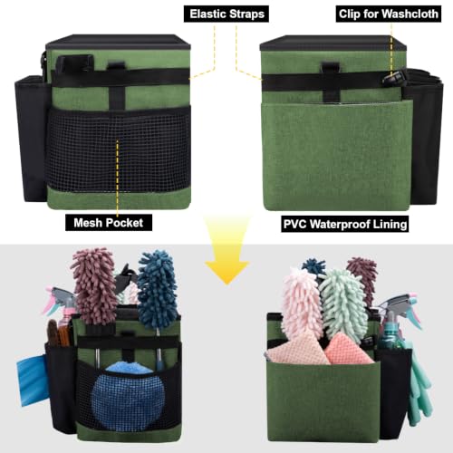Wearable Large Cleaning Caddy Bag for Housekeepers (Green) - color: Green, size: Cleaning Bag