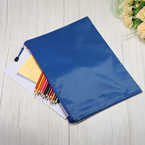 PATIKIL Waterproof Zipper File Bags 5 Pack B4 Document Storage Folders Bills Pencil Pouch for Office Travel, Blue - color: Blue