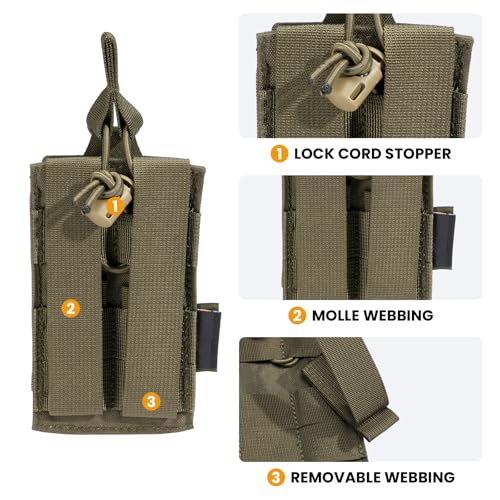 EXCELLENT ELITE SPANKER Tactical Open-Top Single/Double/Triple Molle Mag Pouch for Pistol Mag Pouch Tactical Bag Accessories Holder - color: Ranger Green