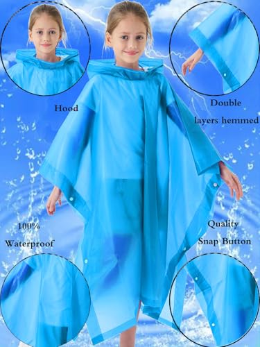 2 Pack Raincoats for Kids, Kids Rain Jacket Reusable Rain Ponchos for Boys and Girls - color: Blue&pueple