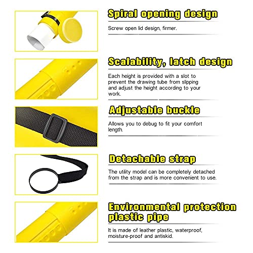 DEWEL Document Tube,Plastic Expanding Poster/Art/Document Storage Tube 24.5 to 40 inches Adjustable with Carrying Strap Waterproof and Light-Resistance Telescoping Carrying Case (Yellow-Large Size) - color: Yellow (Round), size: Large