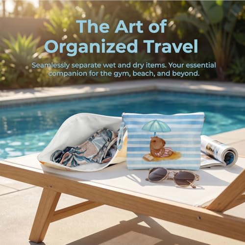 Fokongna Wet Bag, 4 Pack Flexible Roll Up Foldable Reusable Waterproof Dry Separation Pouch for Small Pocket Luggage Travel Gym Storage - color: Capybara & Cat 01