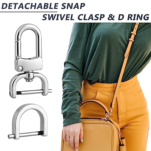 4pcs Detachable Snap Hook Swivel Clasp with 4pcs D-Rings Screw in Shackle for DIY Purse Strap Replacement (Silver,3/4 inch) - color: Silver, size: 3/4 inch