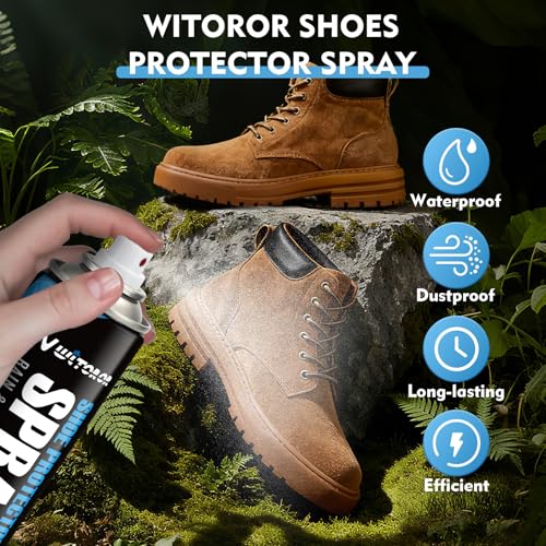WITOROR Shoe Protector Spray, Rain & Stain Waterproof Nano Protection, Waterproof Spray for Shoes, Suede, Sneaker, Nubuck, Leather & Canvas 6.7Oz