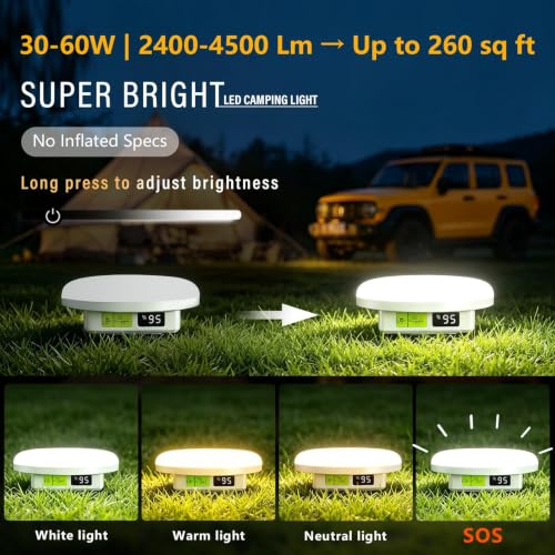 Tent Lights & Canopy Lights, Camping Lantern/Lamp, Rechargeable LED Camping Light, 4500LM 4 Modes Dimmable, 7200mAh Magnet Flashlight for Emergency & Power Outages, Battery Powered Outdoor Lights - style: 7200mAh
