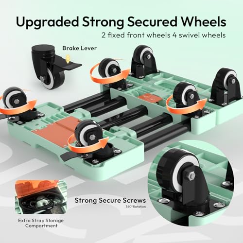 Voipvvii Folding Hand Truck 500lbs, Portable Heavy Duty Dolly Cart, 6 Wheels Collapsible Luggage Cart with 2 Elastic Ropes - Compact Trolley Cart for Easy Moving - Ideal Hand Cart for Travel and More - color: Green