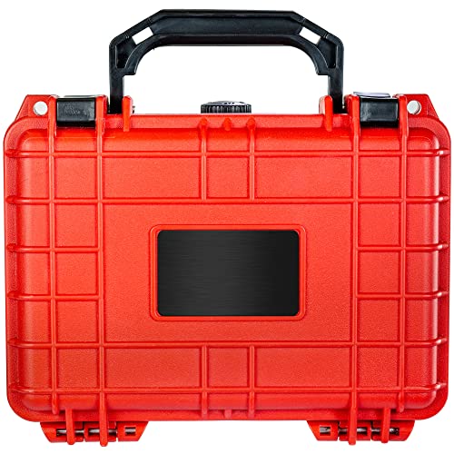 Eylar Protective Gear and Camera Hard Case with Custom Logo Engraved Plate TSA Approved 8.12 inch 6.56 inch 3.56 inch, Customizable Pluck Foam, Lockable for Cameras, Lenses, Drones, Gear (Red) - color: Red