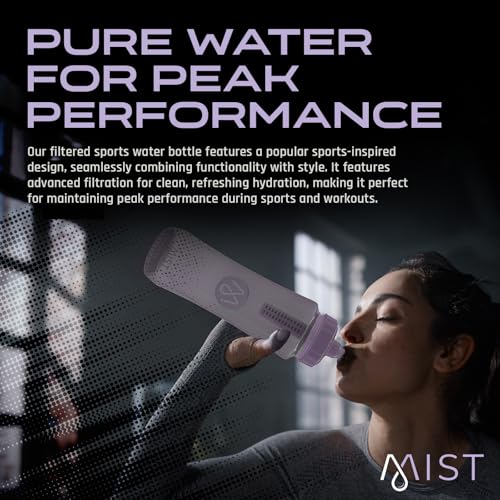 Mist Sports Squeeze Water Bottle with Built-In Filter for Pure Water, Lightweight and Easy Grip Squeeze Water Bottles Sports Quality, Leak Proof & BPA Free Athletic Water Bottle Squirt Top, Lavender - color: Lavender