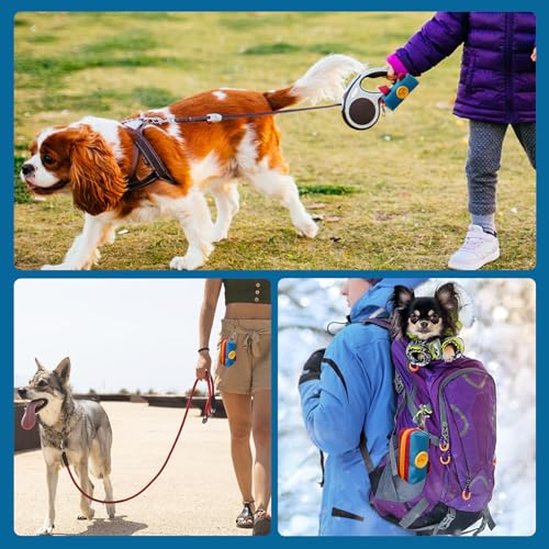 Dog Poop Bag Holder for Leash, Large-Capacity Canvas Pouch, Blue | Holds one bag roll, keys, treats, and small essentials with quick access, secure straps, and water-resistant canvas - color: Blue