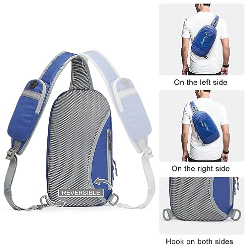 G4Free Sling Bag RFID Blocking Lightweight Crossbody Backpack Chest Shoulder Bag for Travel Sports Running - color: Blue