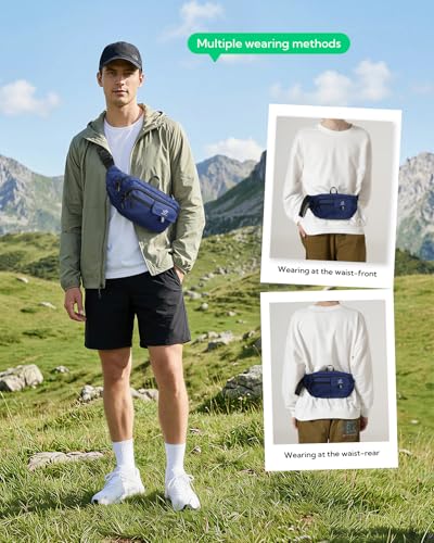 WATERFLY Fanny Pack Waist Bag: 3L Large RFID Anti-Theft with 9 Pockets - color: Navy Blue