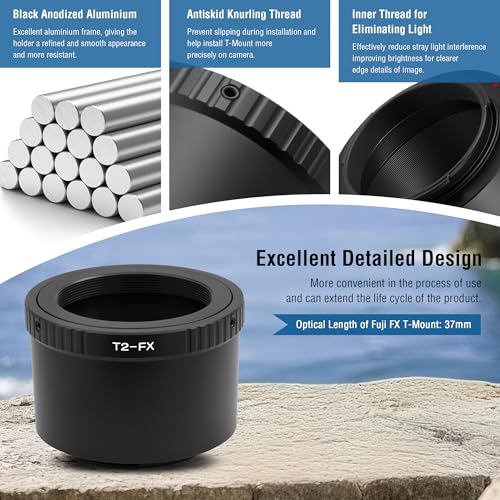 Astromania T T2 Lens Mount Camera Adapter Ring for Fuji FX Cameras System | Metal Photo Adapter Telescope Accessories, Compatible with Mirrorless Cameras & T Adapter, for Astronophotography Observation - size: Adapter for Fuji FX