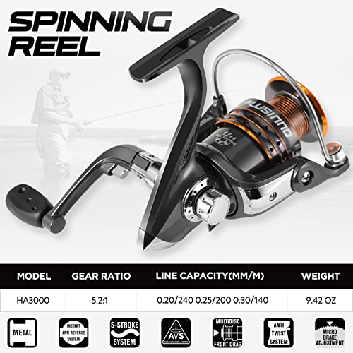 PLUSINNO Fishing Rod and Reel Combos - Carbon Fiber Telescopic Fishing Pole - Spinning Reel 12 +1 Shielded Bearings Stainless Steel BB - color: 2PACK Full Kit with Carrier Case, size: 2.4M 7.87FT