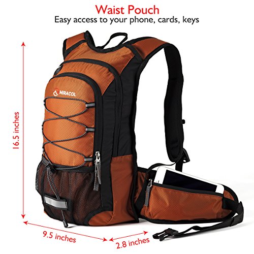 Hydration Pack Hiking Water Backpack - Miracol Insulated Water Bag with 2L Bladder - color: Dark Orange