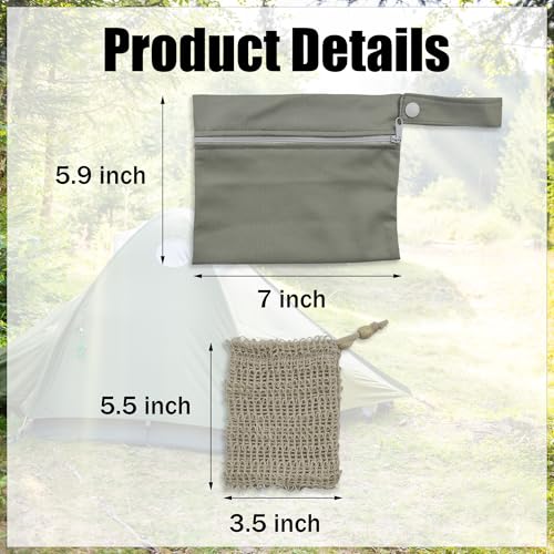 Aogigigio 2Set Travel Soap Bar Case - 2 Soap Bags & 2 Foaming Nets,Waterproof & Leakproof Bag With Natural Cotton-Linen Soap Foaming Net,Portable Quick-Dry Waterproof Bag for Travel & Camping
