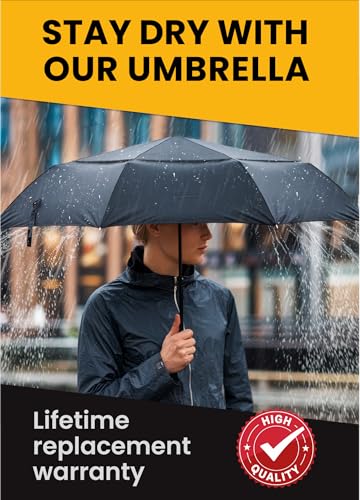Raintrend Windproof Travel Umbrellas for Rain Automatic +10% Bigger Canopy Strong Frame Compact Folding Portable Umbrella for Women Men Backpack Purse - color: A3 Black&Black