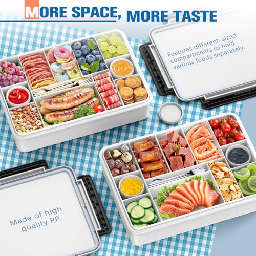 Chilled Portable Snackle Box Container with Ice Pack, Divided Serving Tray with Insulated Bag, Beach Essentials for Summer, Snack Containers for Road Trip Charcuterie Snack Picnic, White - color: White