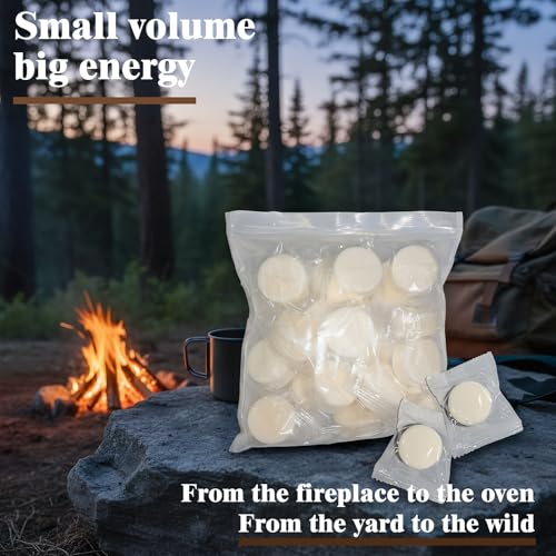 30 Solid Fuel Tablets Fire Starter, Quick Ignition for Grill, Stove, BBQ