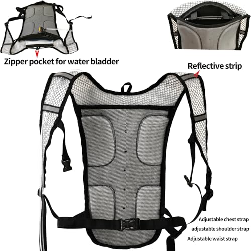2 Pack Hydration Pack with 2L Backpack Water Bladder - Great for Outdoor Sports of Running Hiking Camping Cycling Skiing - color: (Blue zipper)Black pack with bladder