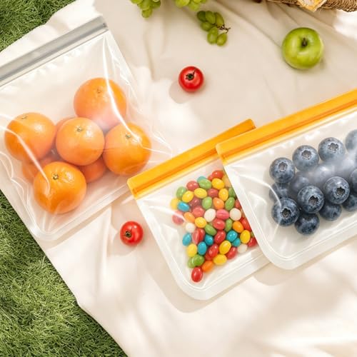 30 PCS Reusable Freezer Bags Washable, BPA Free Leakproof Food Storage Bags for Fruit, Meal Prep, Freezing Meat- 10 Gallon 10 Sandwich 10 Snack