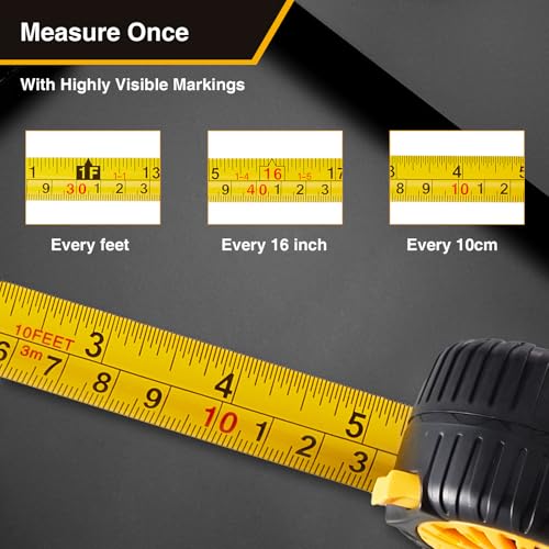 Tape Measure 16 Ft, Self-Locking Retractable Measuring Tape, Inch/Metric Scale, Easy to Read, Perfect for Construction, Carpenters, Handicrafts (16FT)