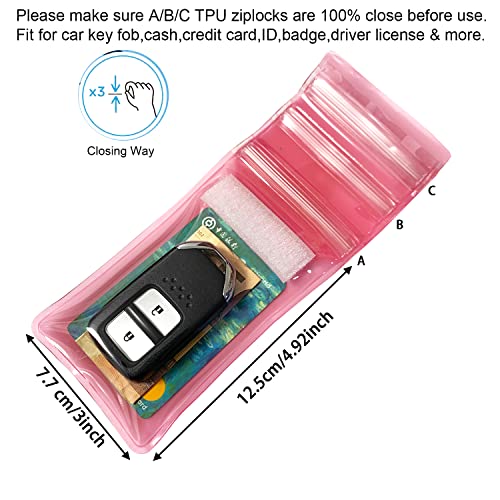 DRIPAC Waterproof Car Key FOB Case Bag Dry Holder Pouch For ID Badge Cash - color: Clear+pink