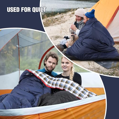 REDCAMP Cotton Flannel Sleeping Bag for Camping Backpacking, Adults Cold Weather Envelope Sleeping Bags with 2/3/4/6lbs Filling - color: Widened Navy Blue With 4lbs Filling
