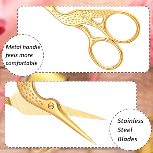 10 Pcs Stork Rainbow Stitch Scissors - 3.6 Inch Stainless Steel Small Craft Scissors for Cross Stitch, Sewing, Crochet & DIY Dressmaker Tools