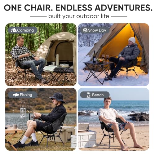 Ultralight Camping Chair for Adults, 3.6 lb, 350 lb Capacity - color: Black