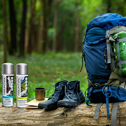 Wet Weather Clothing Care Set, Mountval Wash & Care (315ml), Mountval Waterproofing Refresher (300ml), Protection for Technical and Wet Weather Clothing, Equipment & Hiking Gear incl. GORE-TEX