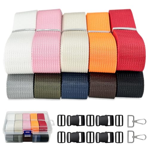 1" x12YD Heavy Duty Nylon Webbing Strap DIY Kit - color: Multi-colors