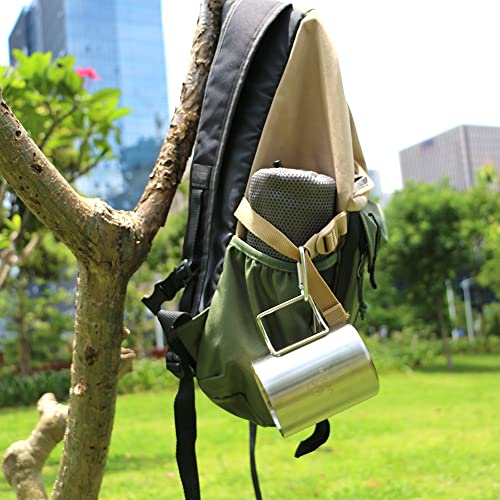 Stainless Steel Camping Coffee Mugs Set of 2,Insulated Camping Cup with Foldable Handle & Mesh Bag,Double Walled Metal Backpacking Cup for Outdoor Hiking（14oz） - style: Classic